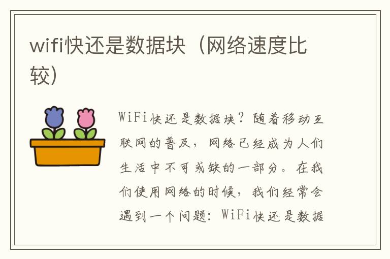 wifi快还是数据块（网络速度比较）