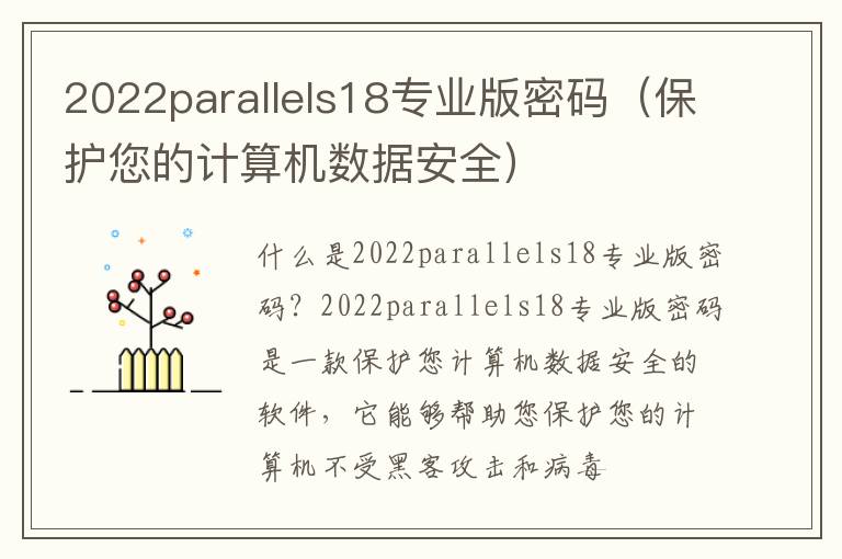 2022parallels18专业版密码（保护您的计算机数据安全）