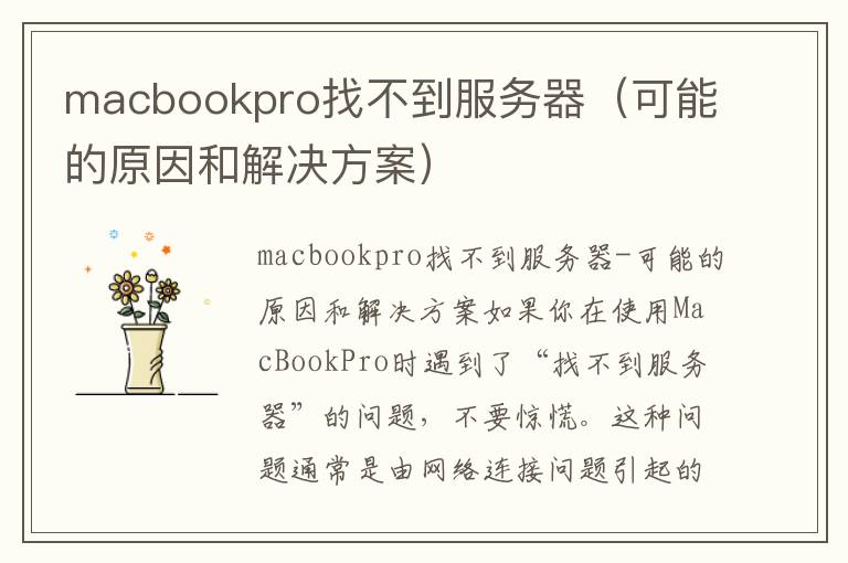 macbookpro找不到服务器（可能的原因和解决方案）