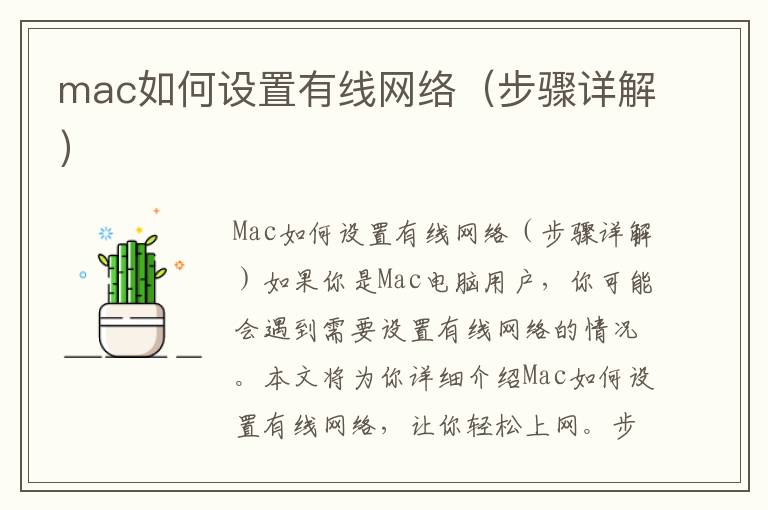 mac如何设置有线网络（步骤详解）