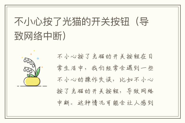 不小心按了光猫的开关按钮（导致网络中断）